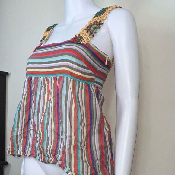 Cacharel Vintage Beaded Strap Striped Multicolor Cami - Picture 11 of 13